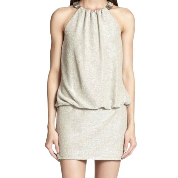 Vintage Shelli Segal Golden Shimmer Sleeveless Party Cocktail Dress - Picture 12 of 16